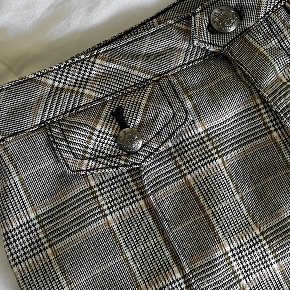 Free People Pants - Free People Black Brown Plaid Tartan Houndstooth Front Seam Trousers NWT